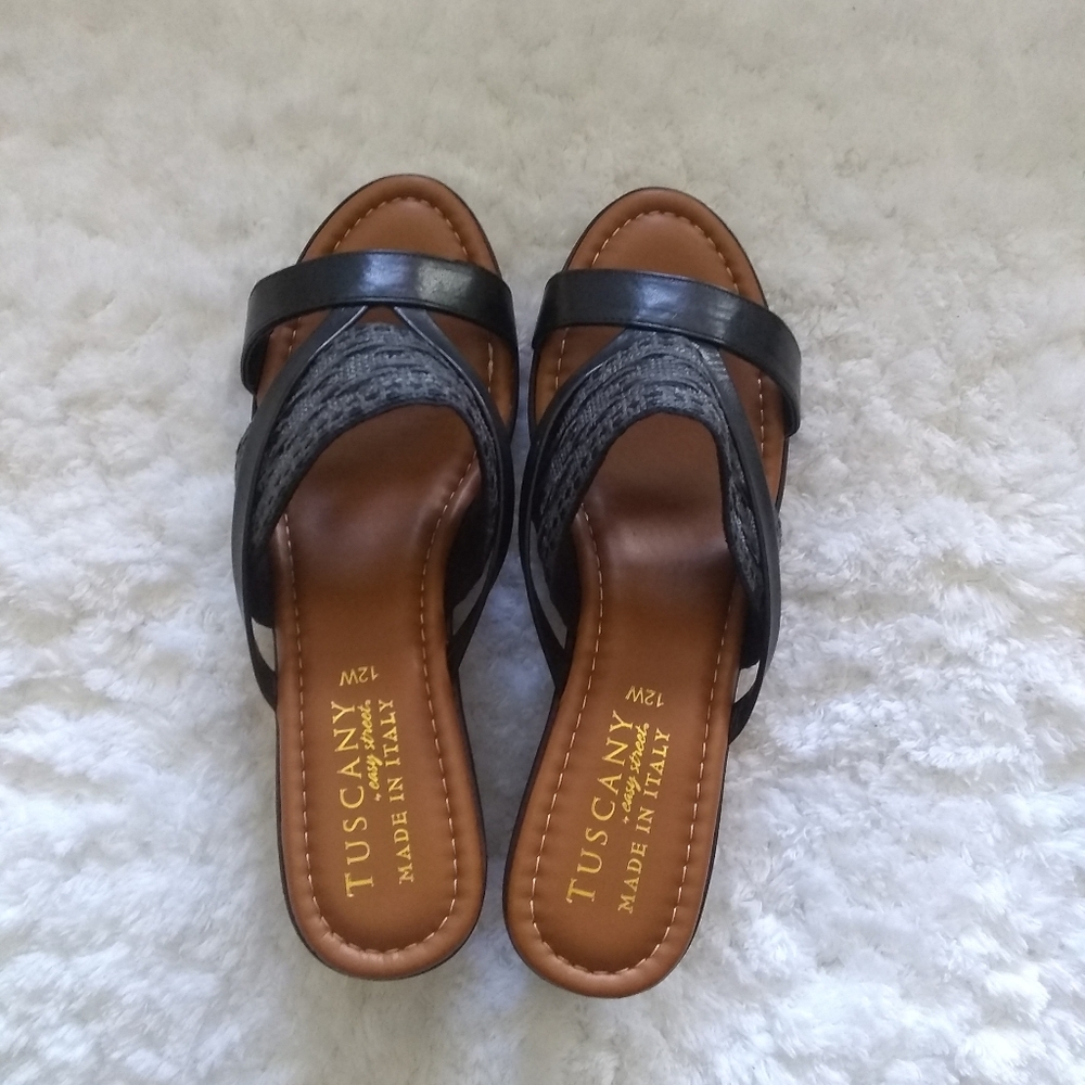 Tuscany Made in Italy Women's Wedge Platform Sandals Sz 12 A7 - Picture 8 of 11